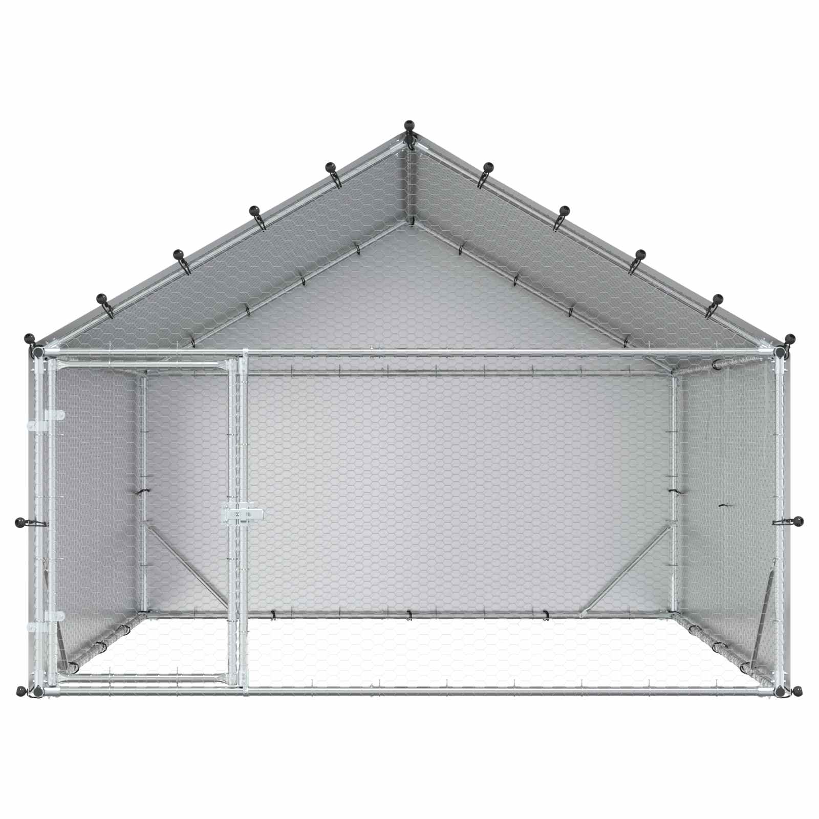 Κοτέτσι με Οροφή Ασημί 200 x 200 x 150 cm Γαλβανισμένος Χάλυβας - Pakobazaar