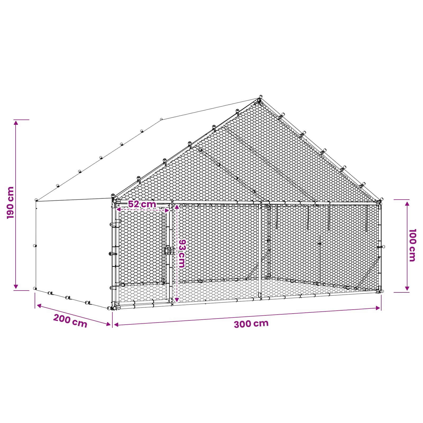 Κοτέτσι με Οροφή Ασημί 300 x 200 x 190 εκ. - Pakobazaar
