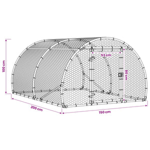 Κοτέτσι Ασημί 200 x 150 x 100 cm Γαλβανισμένος Χάλυβας