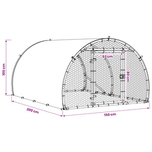 Κοτέτσι Ασημί 200 x 150 x 100 cm Γαλβανισμένος Χάλυβας - Pakobazaar