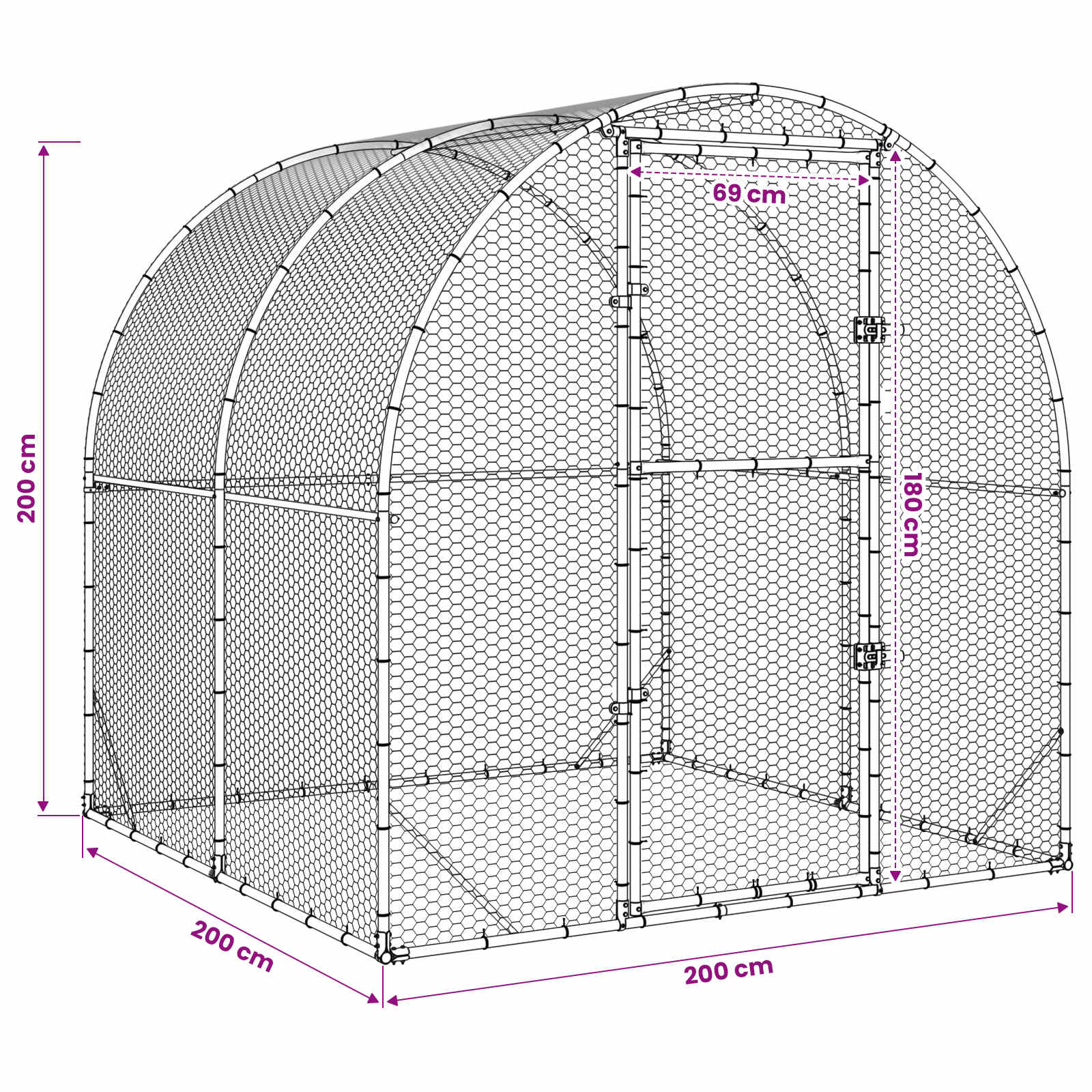 Κοτέτσι Ασημί 200 x 200 x 200 cm Γαλβανισμένος Χάλυβας