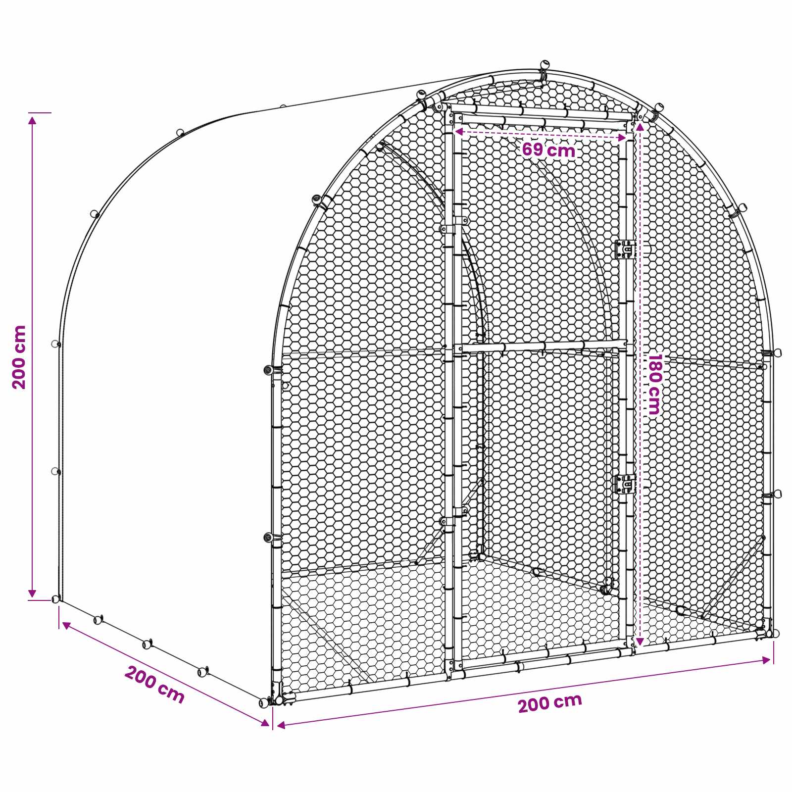 Κοτέτσι Ασημί 200 x 200 x 200 cm Γαλβανισμένος Χάλυβας