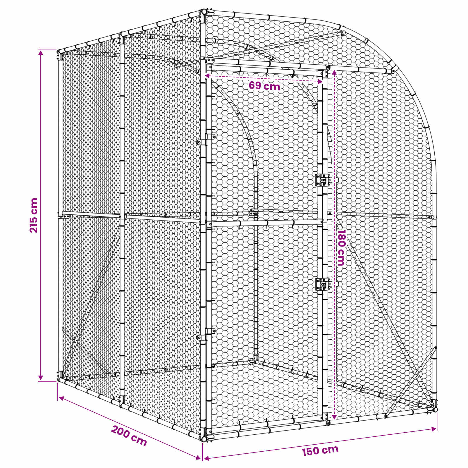 Κοτέτσι Ασημί 200 x 200 x 215 εκ Γαλβανισμένος Χάλυβας