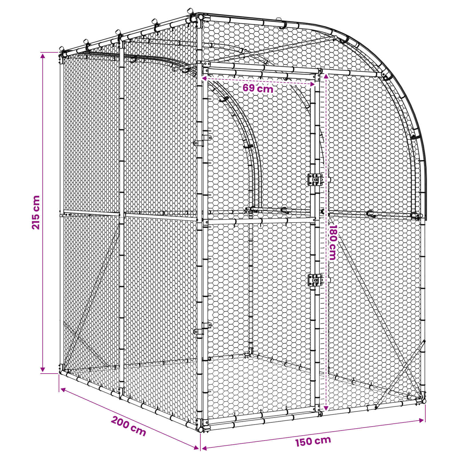 Κοτέτσι Ασημί 200 x 200 x 215 εκ Γαλβανισμένος Χάλυβας