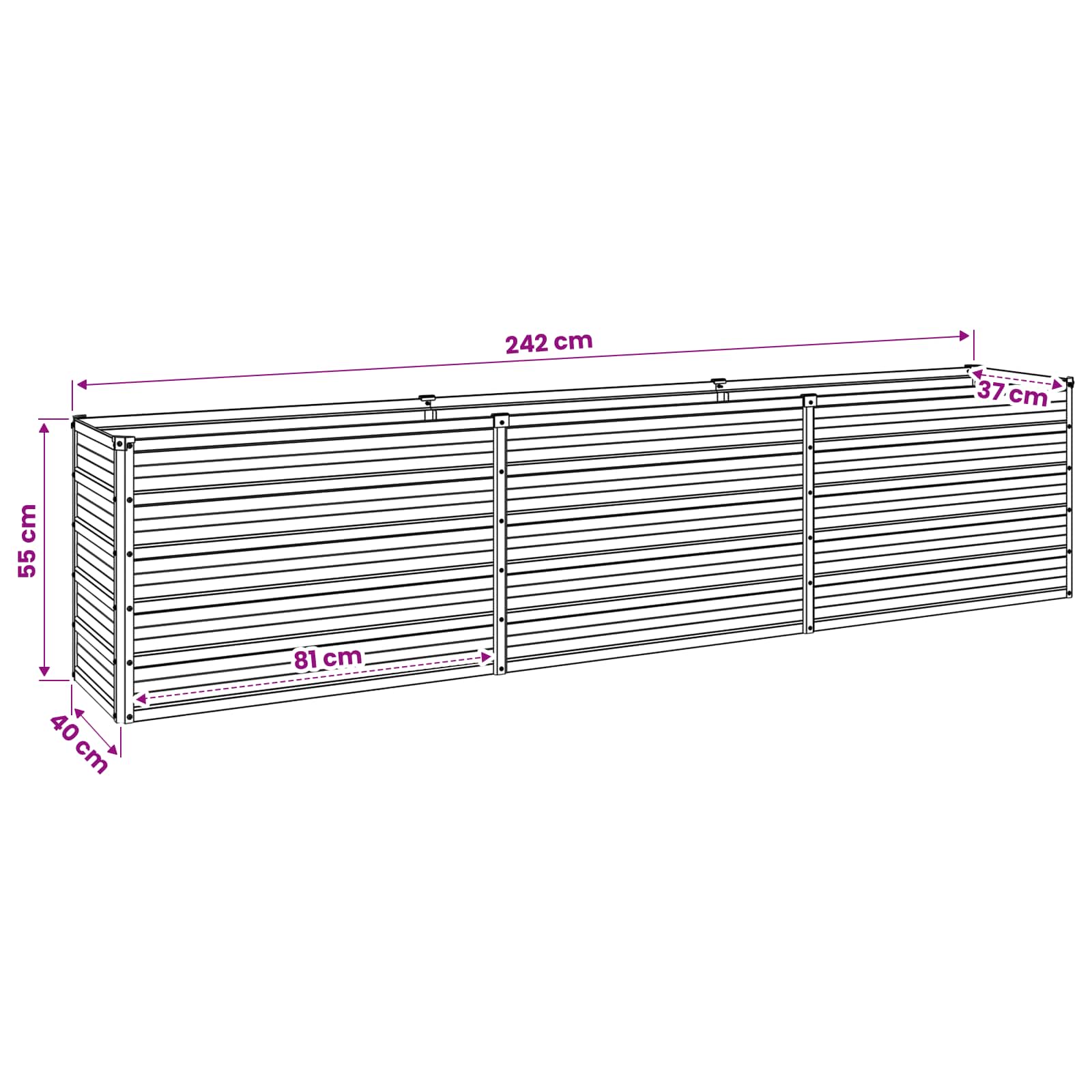 Υψωμένο Κρεβάτι Κήπου Πράσινο 240 x 40 x 55 εκ. - Pakobazaar