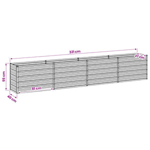 Υψωμένο Κρεβάτι Κήπου Ασημί 320 x 40 x 55 εκ. γαλβανισμένο