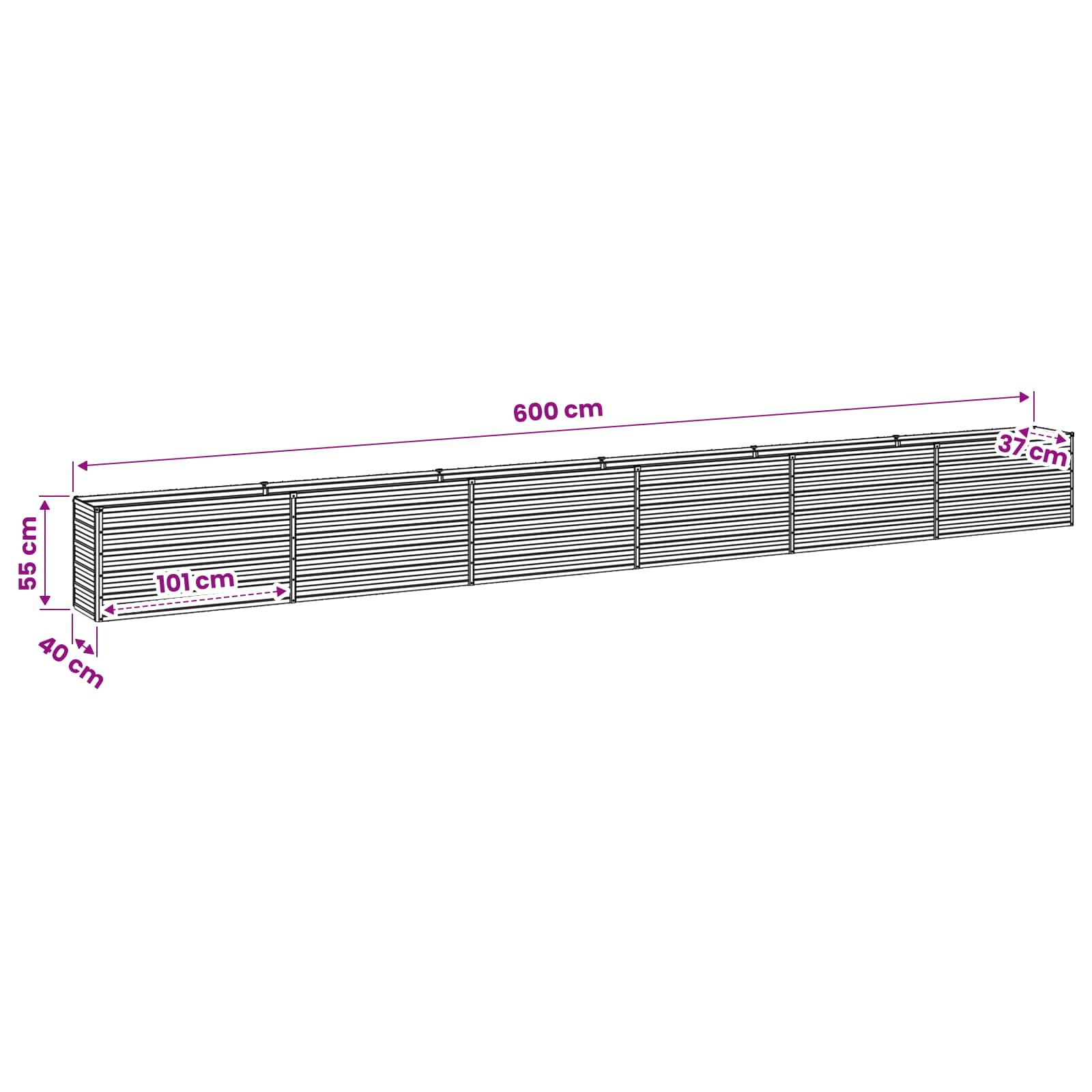 Υψωμένο Κρεβάτι Κήπου Ανθρακί 600 x 40 x 55 εκ. - Pakobazaar
