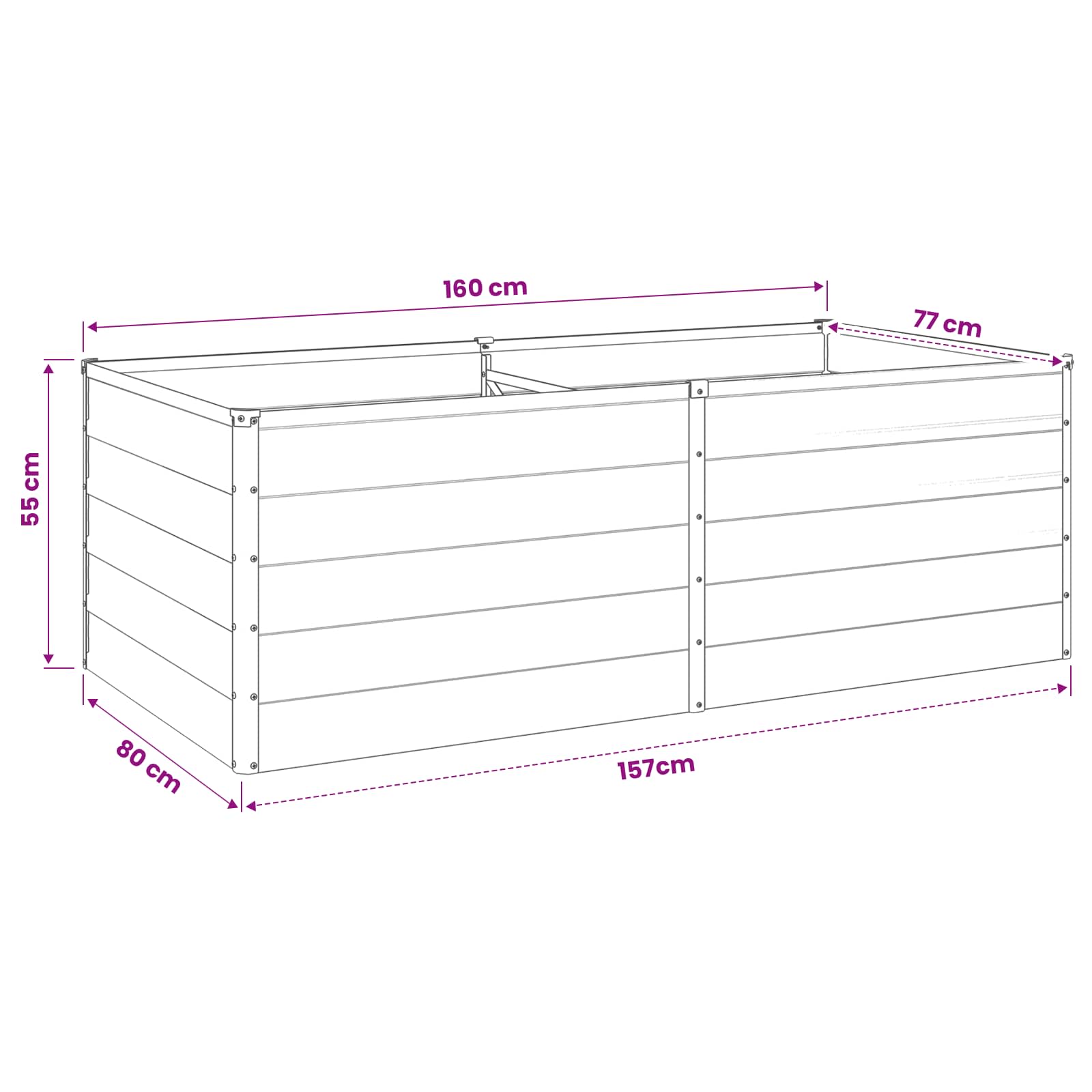 Υψωμένο Κρεβάτι Κήπου Γκρι 160 x 80 x 55 εκ. - Pakobazaar