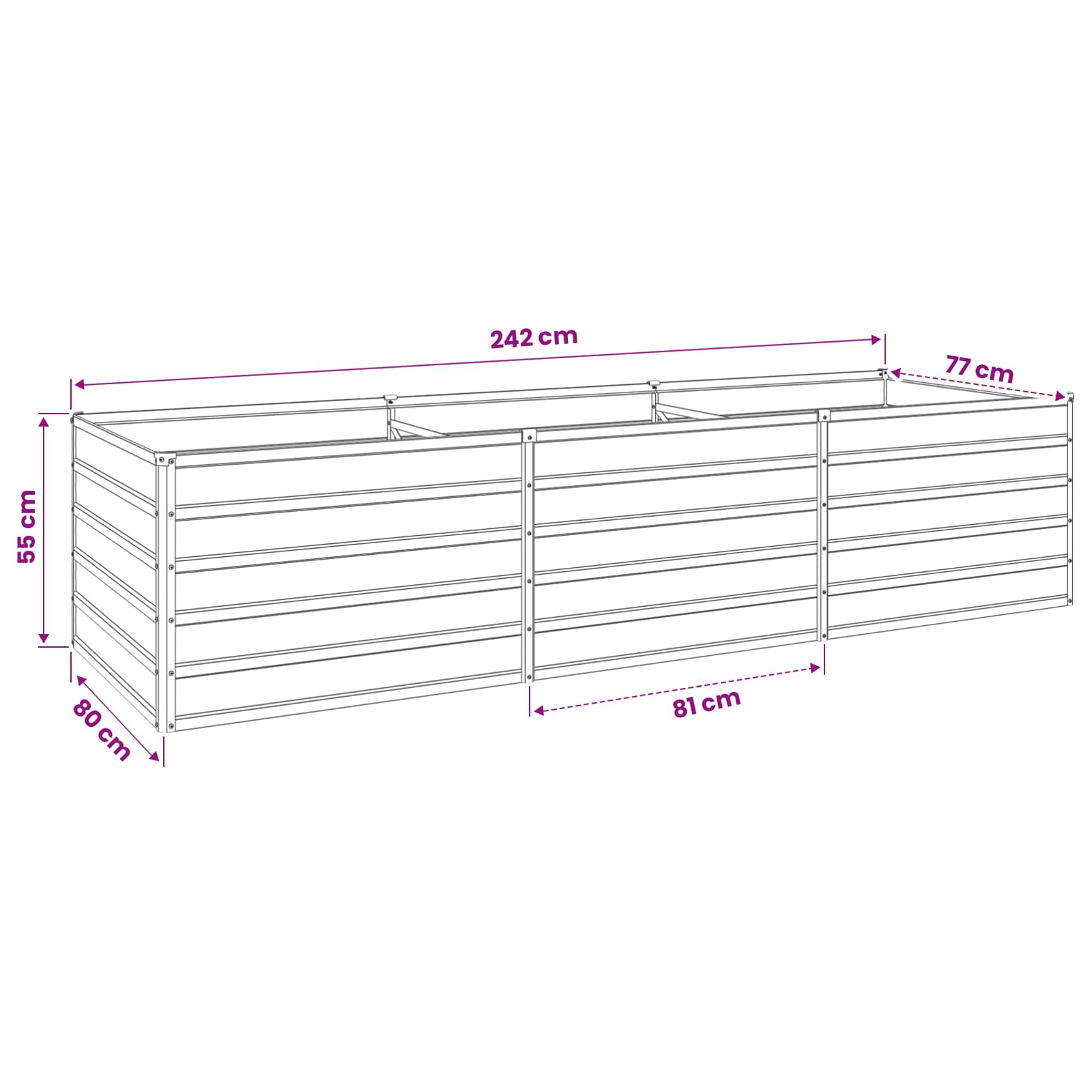 Υψωμένο Κρεβάτι Κήπου Καφέ 240 x 80 x 55 εκ. - Pakobazaar