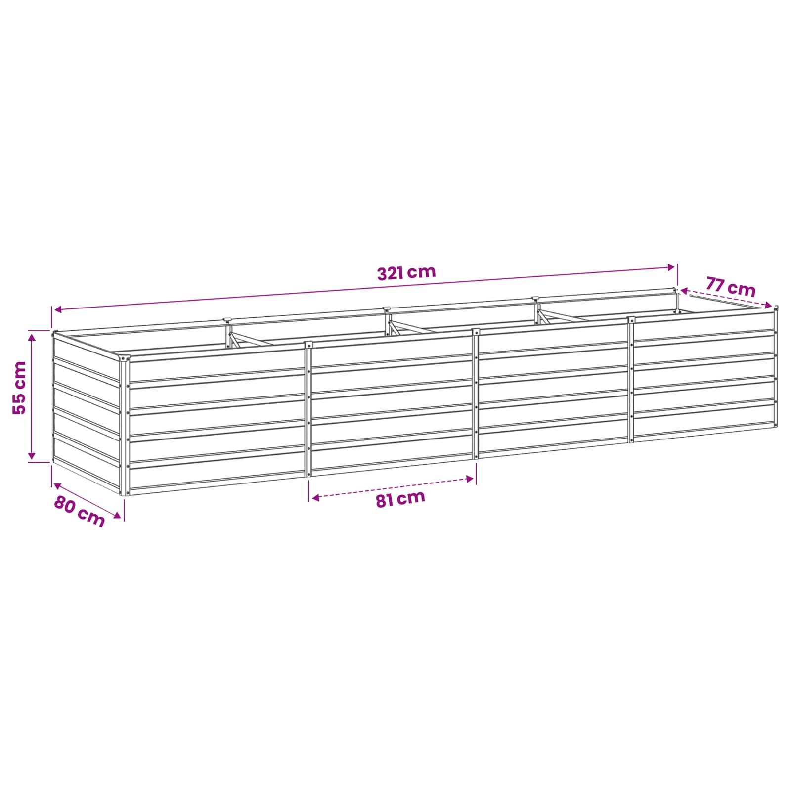 Υψωμένο Κρεβάτι Κήπου Ελεφαντόδοντο 320 x 80 x 55 εκ.