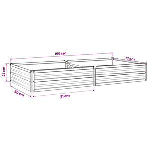 Υψωμένο Κρεβάτι Κήπου Ασημί 160 x 80 x 24 εκ. γαλβανισμένο