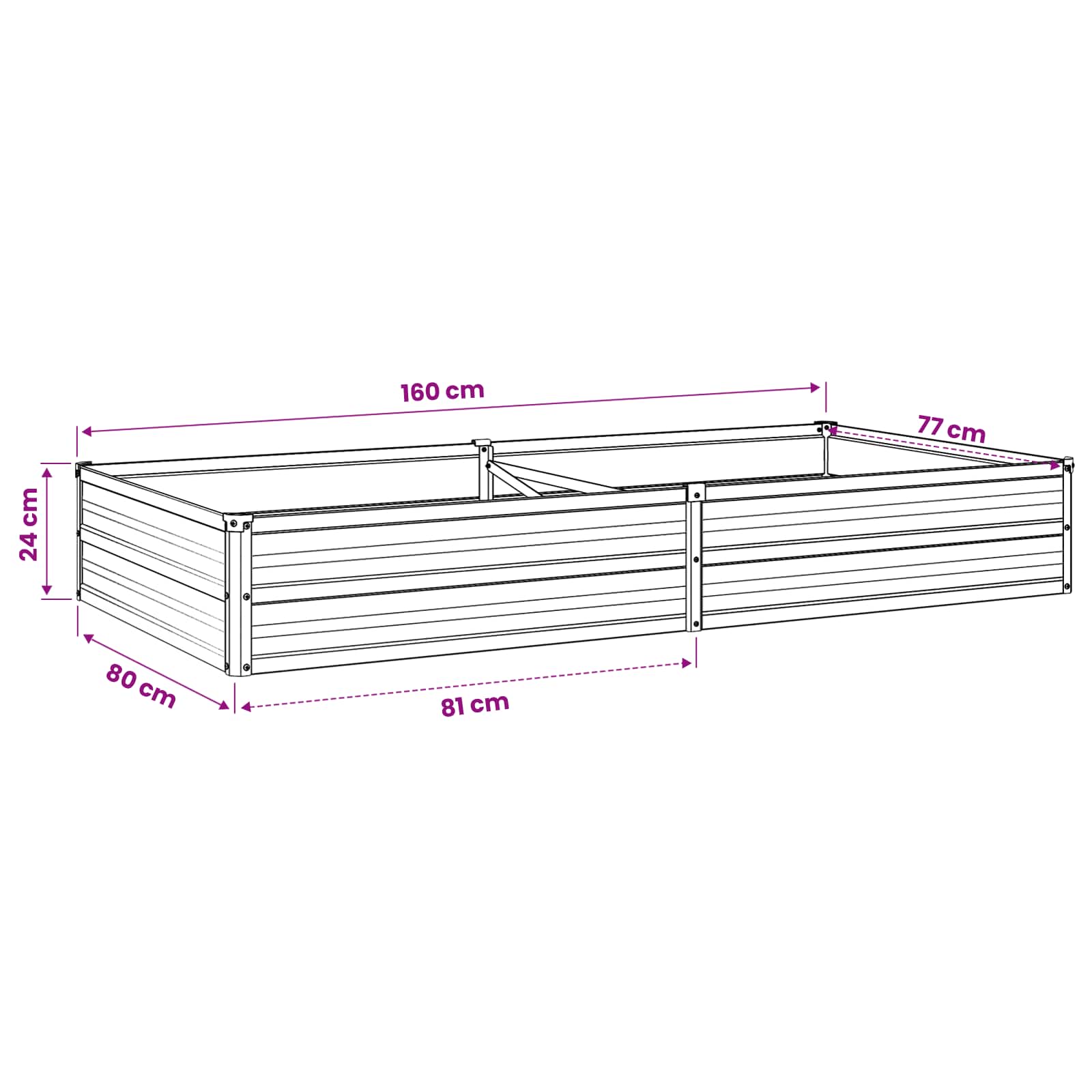Υψωμένο Κρεβάτι Κήπου Ελεφαντόδοντο 160 x 80 x 24 εκ. - Pakobazaar