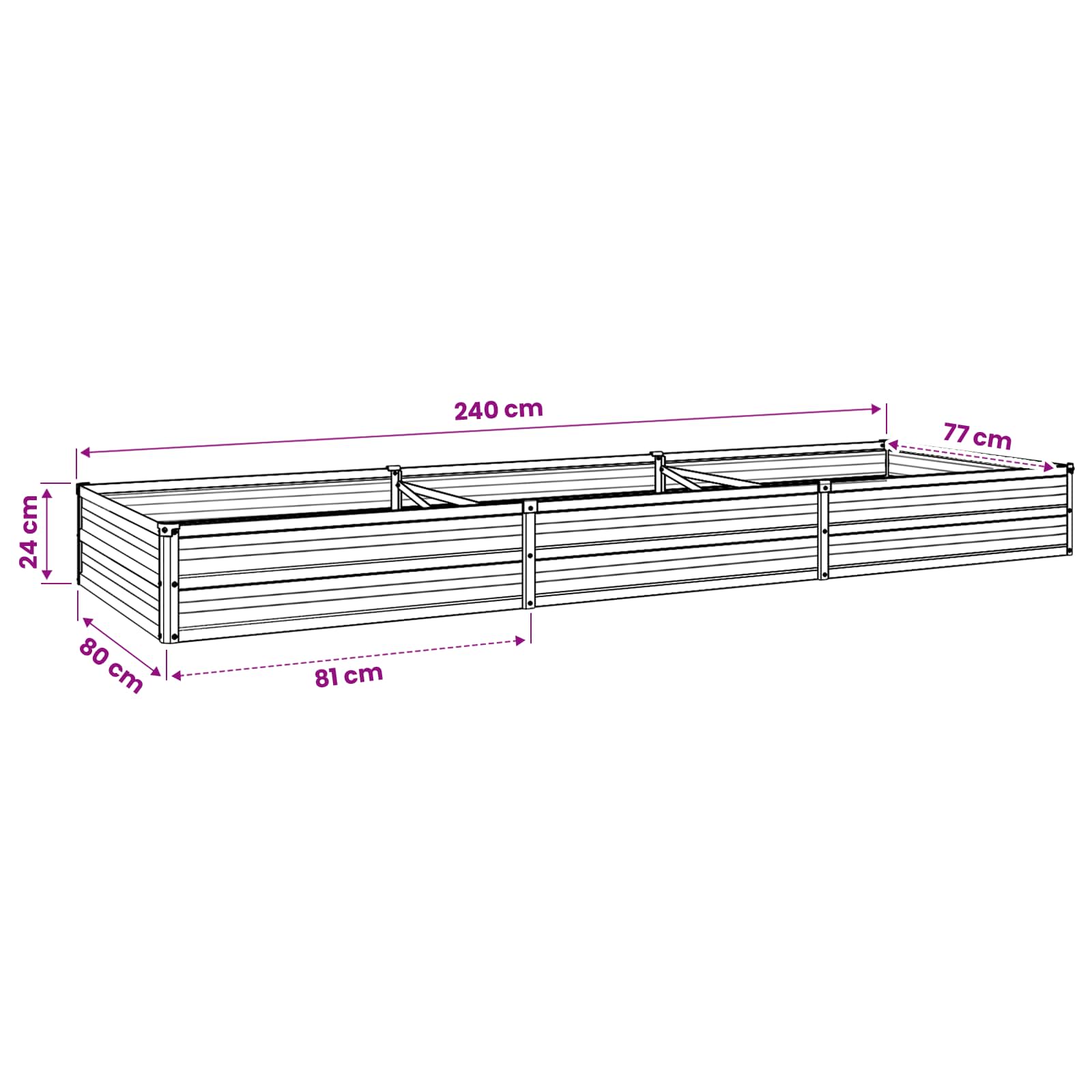 Υψωμένο Κρεβάτι Κήπου Ξύλινο Καφέ 240 x 80 x 24 εκ.