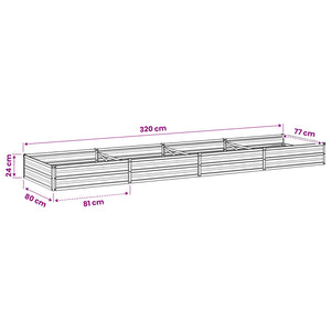 Υψωμένο Κρεβάτι Κήπου Ανθρακί 320 x 80 x 24 εκ.