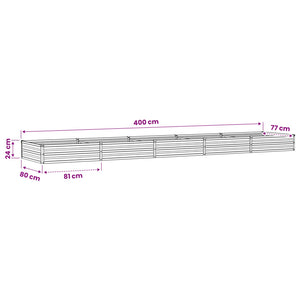 Υψωμένο Κρεβάτι Κήπου Ανθρακί 400 x 80 x 24 εκ. - Pakobazaar