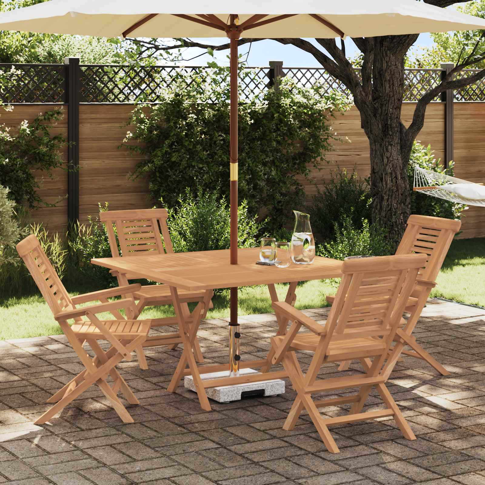 Σετ Κήπου 5 τμχ. Καφέ Στερεό Ξύλο Τίκ