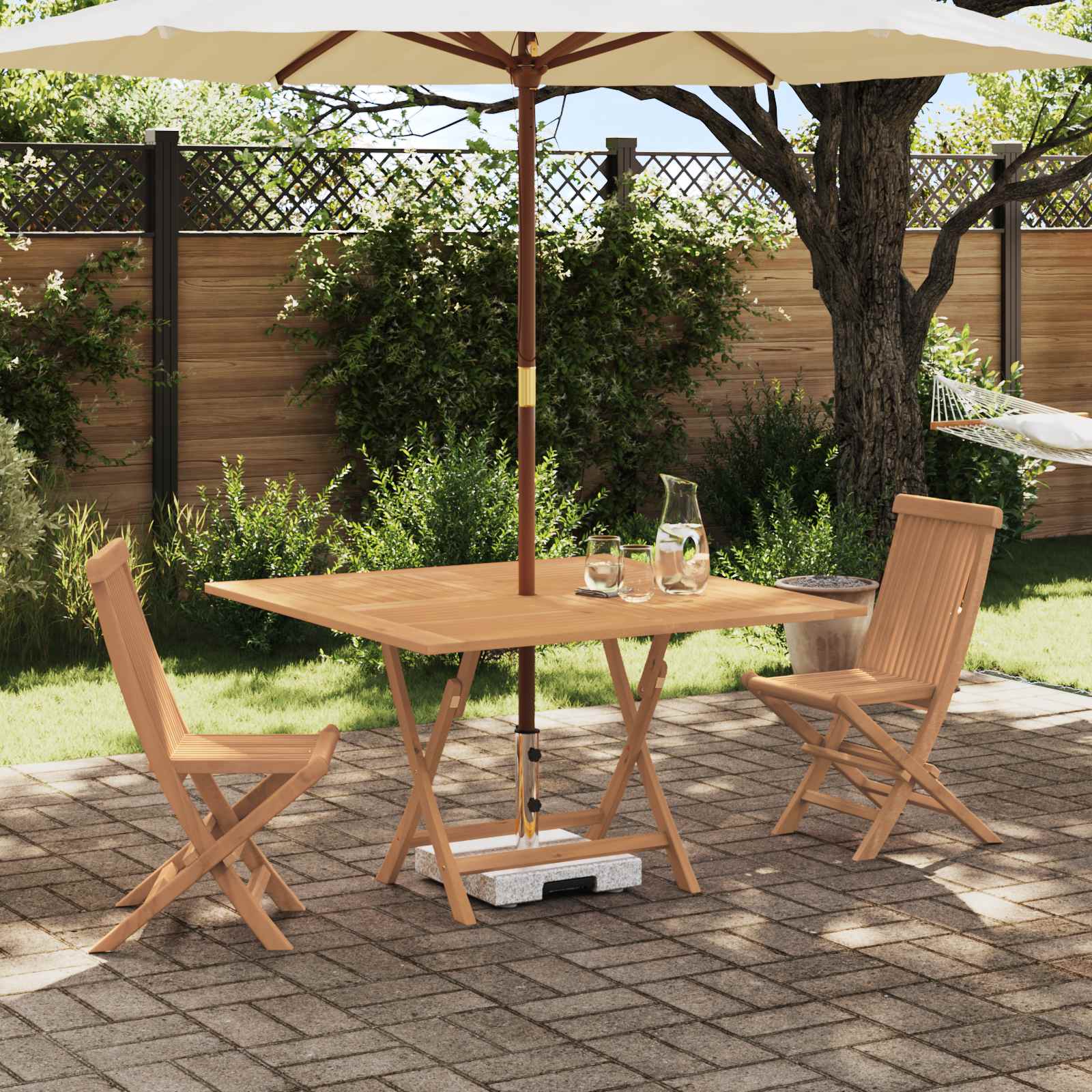 Σετ Μπιστρό Κήπου 3 pcs Καφέ Συμπαγές ξύλο teak - Pakobazaar