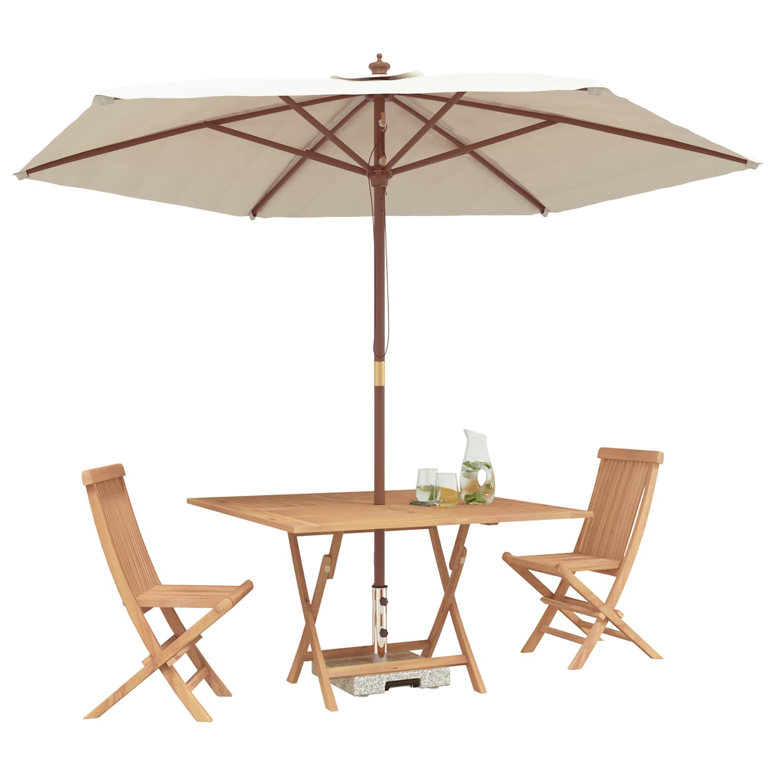 Σετ Μπιστρό Κήπου 3 pcs Καφέ Συμπαγές ξύλο teak - Pakobazaar