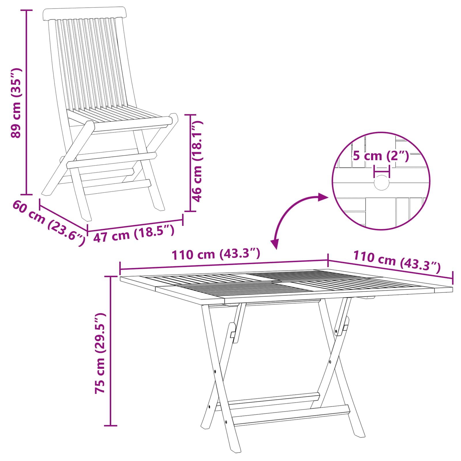 Σετ Μπιστρό Κήπου 3 pcs Καφέ Συμπαγές ξύλο teak - Pakobazaar