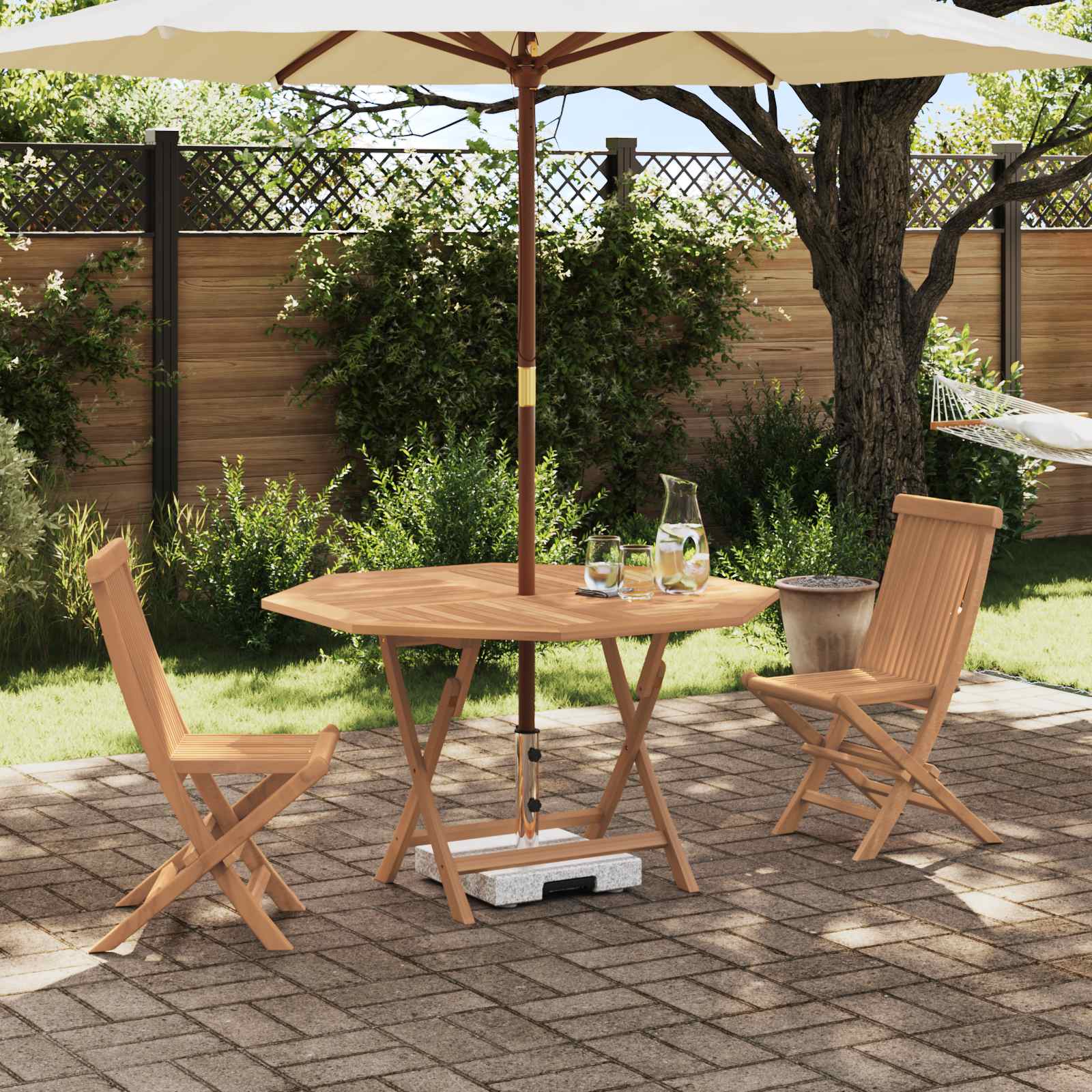 Σετ Μπιστρό Κήπου 3 pcs Καφέ Συμπαγές ξύλο teak - Pakobazaar