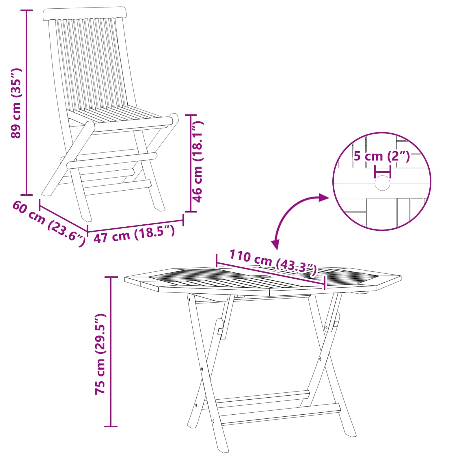 Σετ Μπιστρό Κήπου 3 pcs Καφέ Συμπαγές ξύλο teak - Pakobazaar