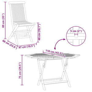 Σετ Μπιστρό Κήπου 3 pcs Καφέ Συμπαγές ξύλο teak - Pakobazaar