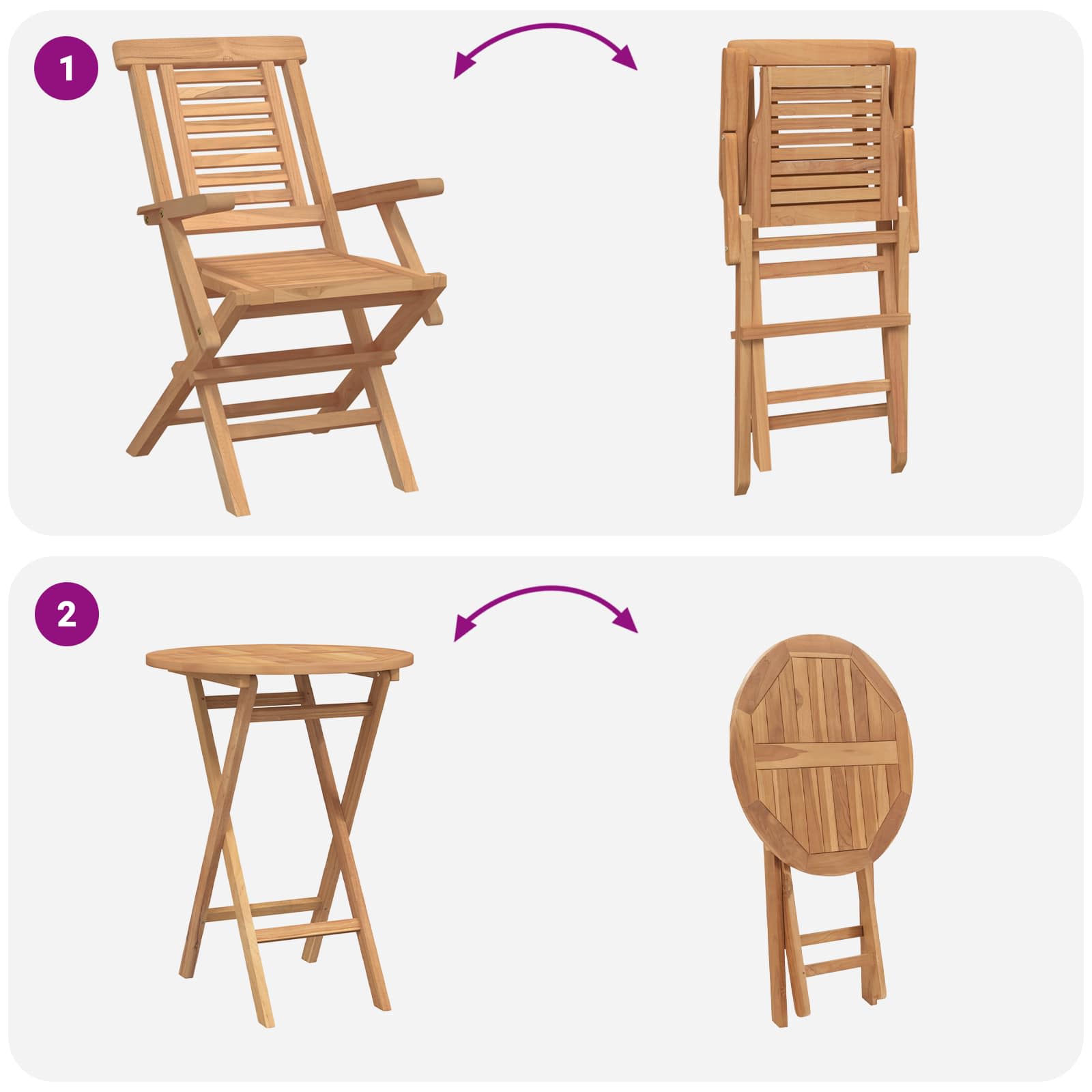Σετ Κήπου 3 τμχ. Καφέ Συμπαγές ξύλο teak