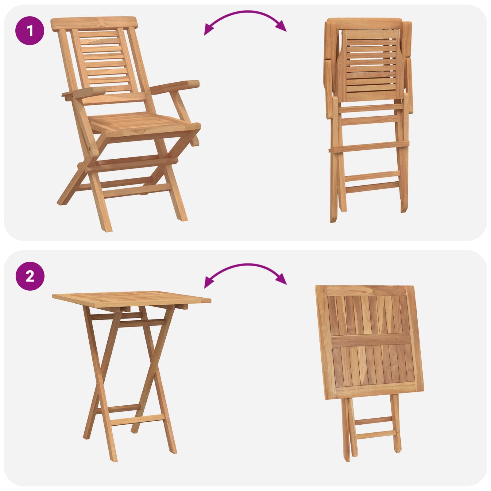Σετ Κήπου 3 τμχ. Καφέ Συμπαγές ξύλο teak
