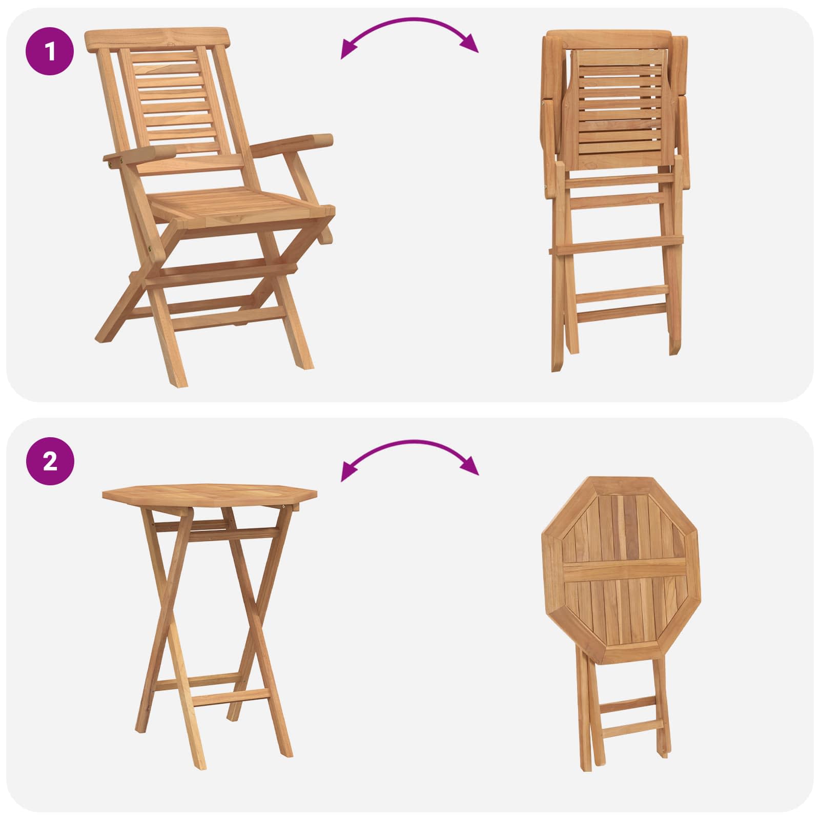 Σετ Κήπου 3 τμχ. Καφέ Συμπαγές ξύλο teak