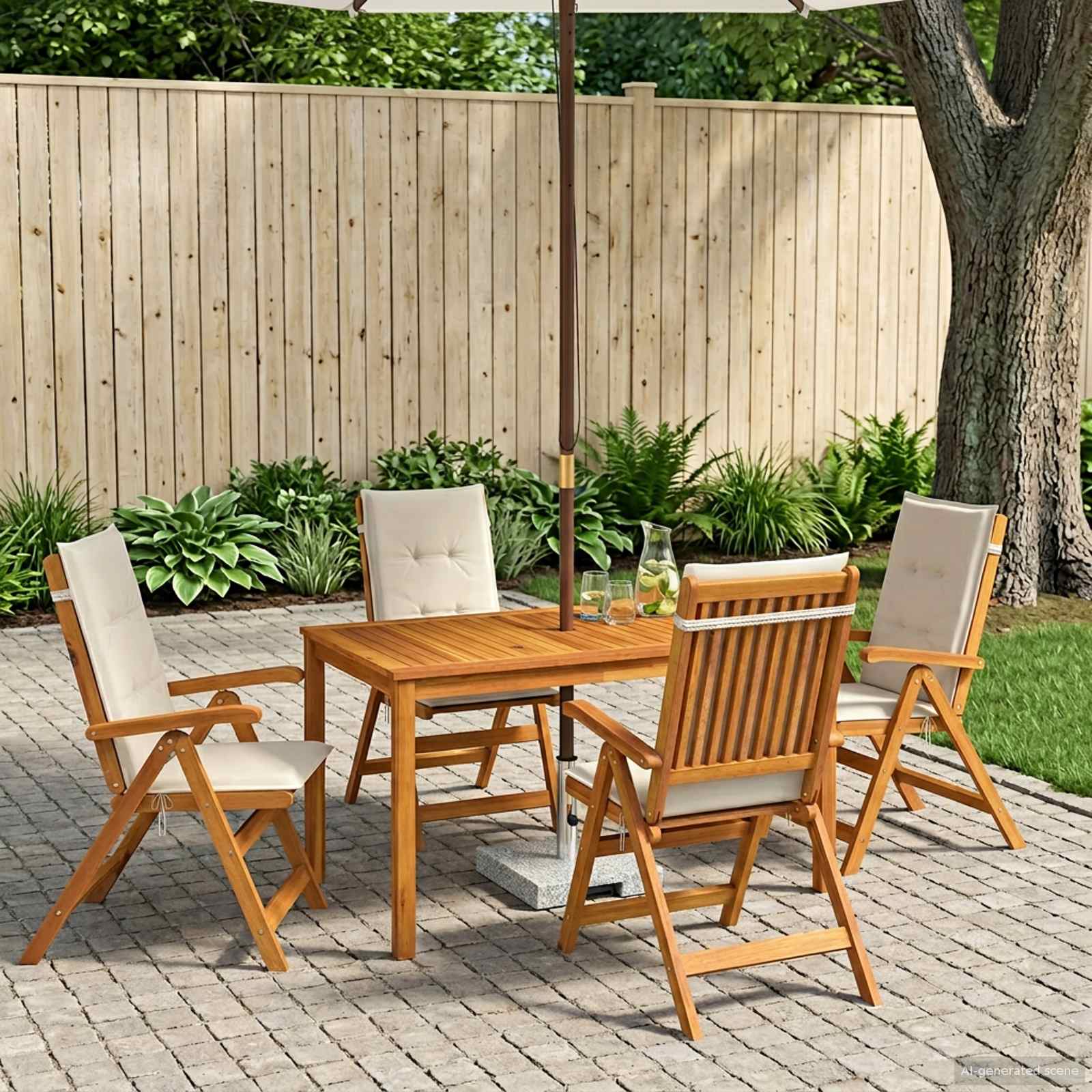 5-Piece Garden Dining Set Φυσικό Στερεό Ξύλο Ακακίας - Pakobazaar