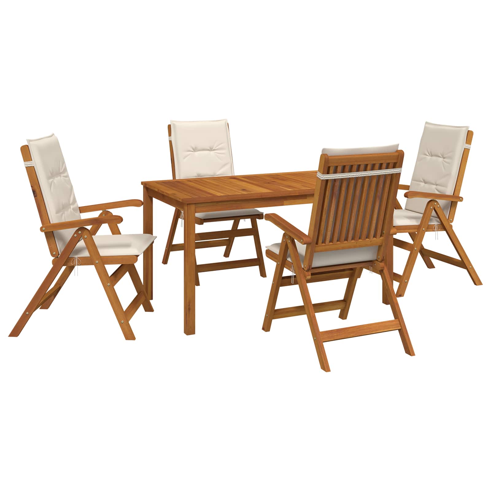 5-Piece Garden Dining Set Φυσικό Στερεό Ξύλο Ακακίας - Pakobazaar