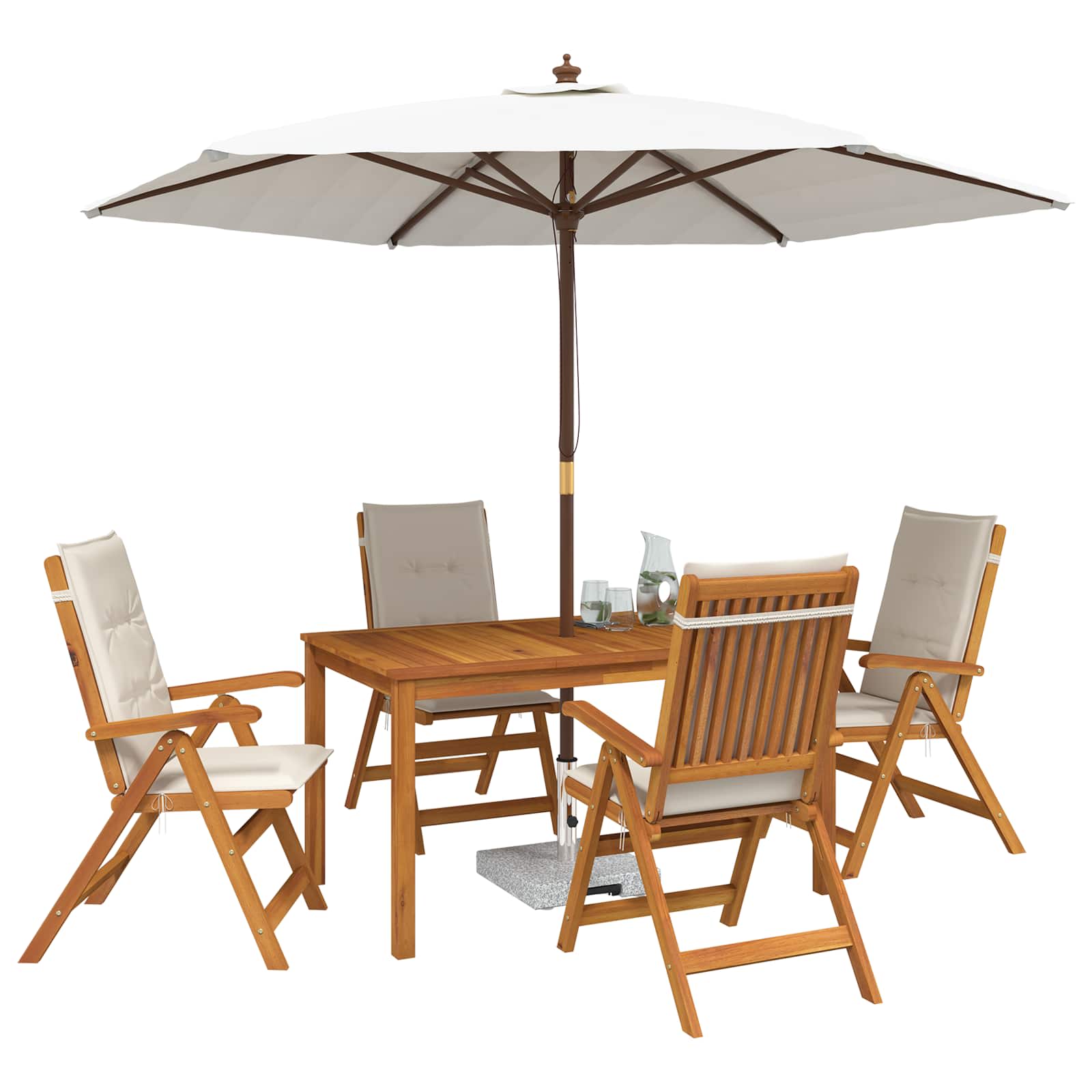 5-Piece Garden Dining Set Φυσικό Στερεό Ξύλο Ακακίας - Pakobazaar
