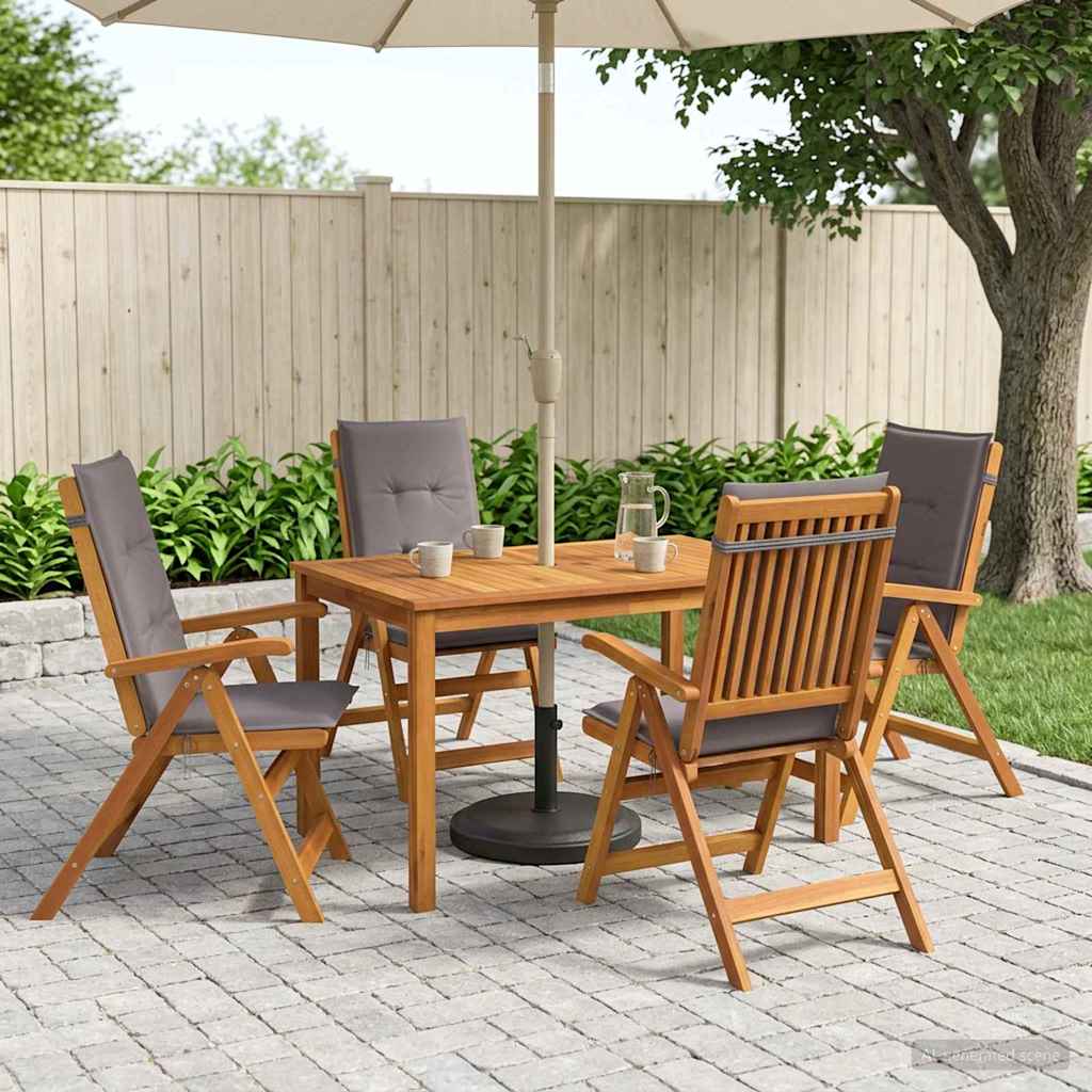 5-Piece Garden Dining Set Φυσικό Στερεό Ξύλο Ακακίας
