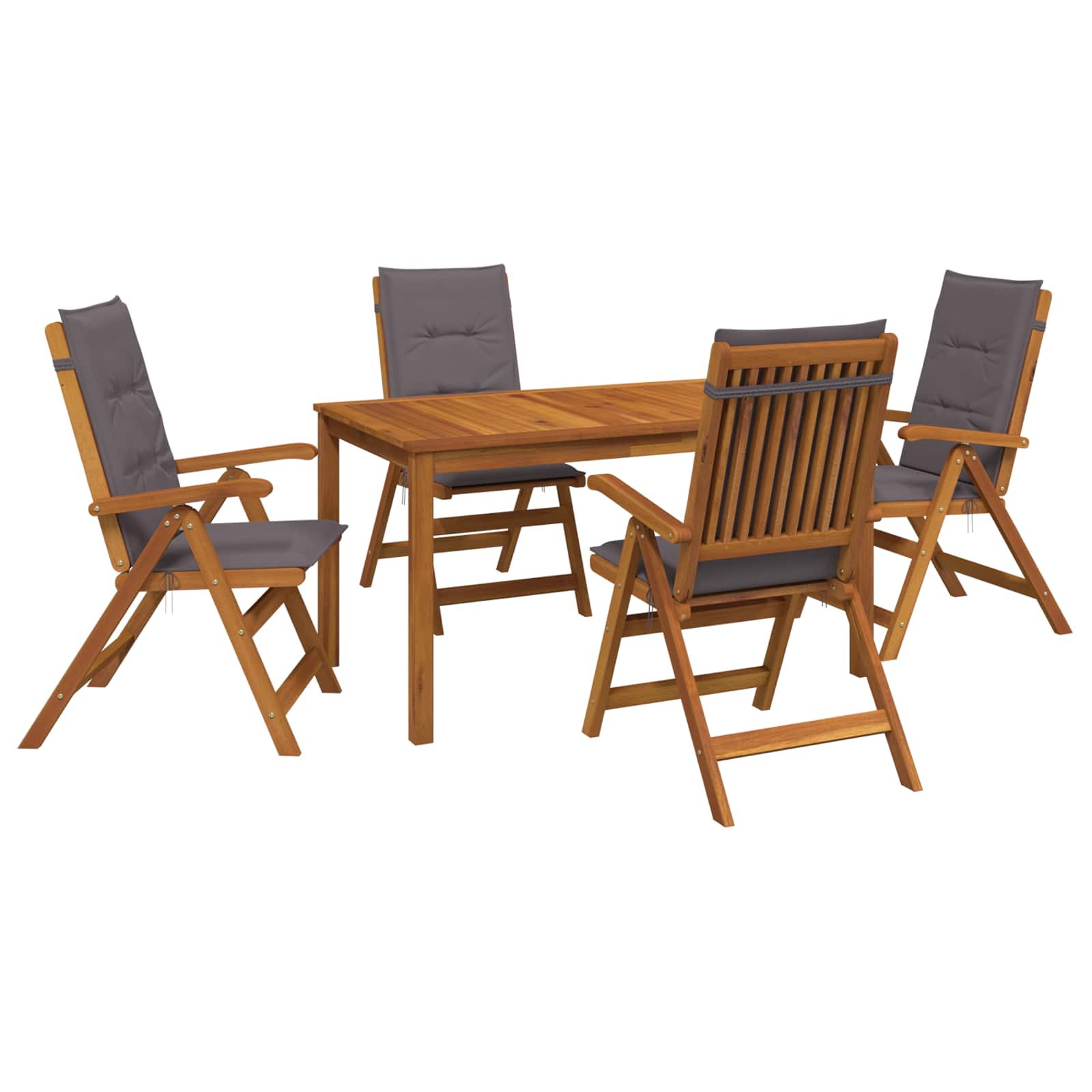 5-Piece Garden Dining Set Φυσικό Στερεό Ξύλο Ακακίας