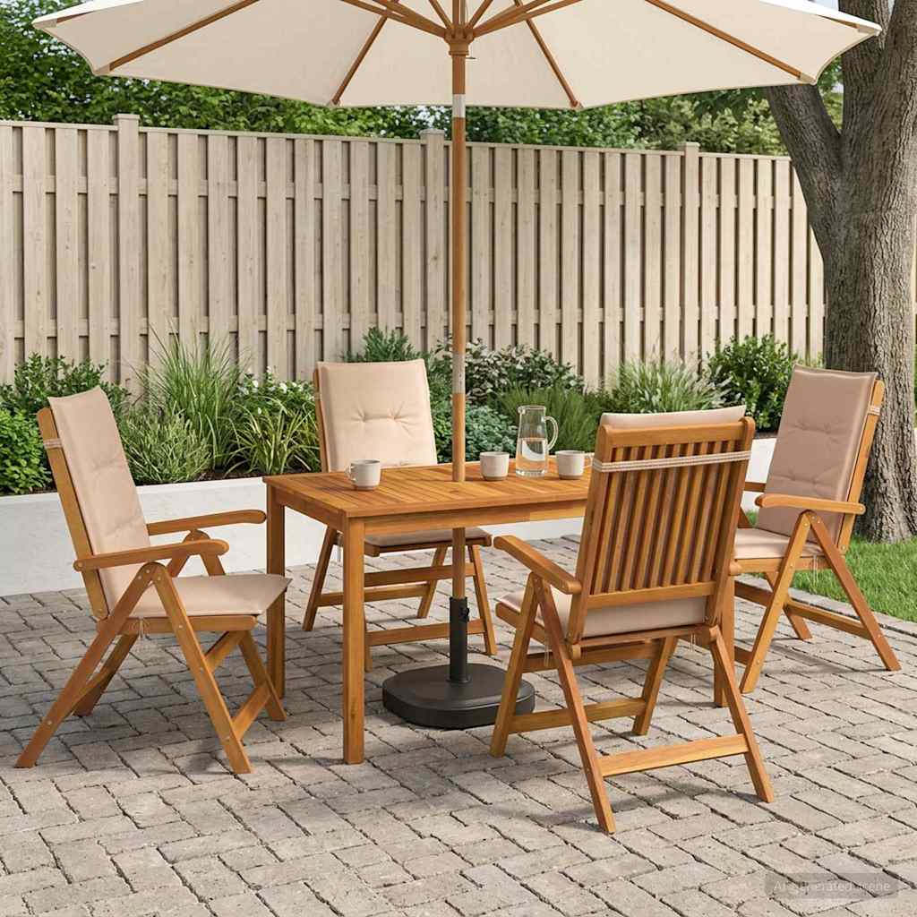 5-Piece Garden Dining Set Φυσικό Στερεό Ξύλο Ακακίας - Pakobazaar