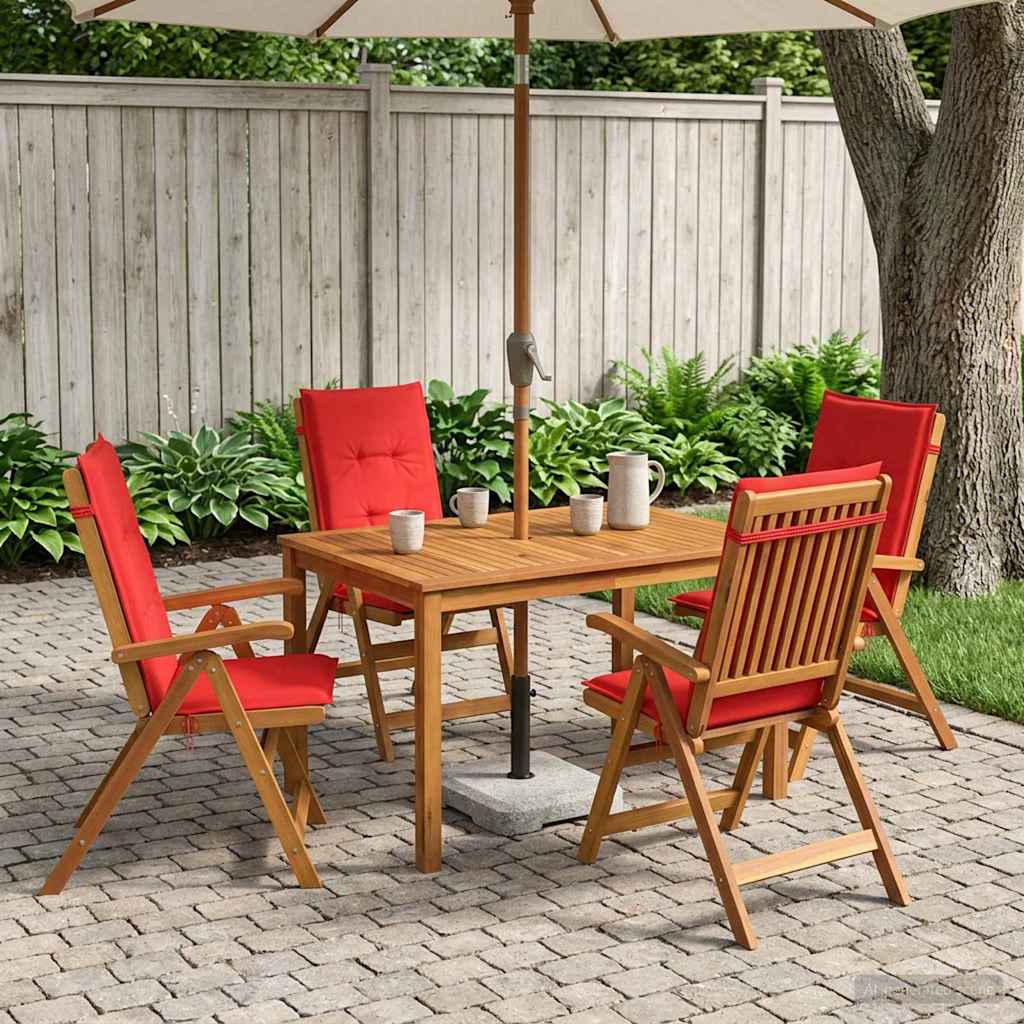 5-Piece Garden Dining Set Φυσικό Στερεό Ξύλο Ακακίας - Pakobazaar