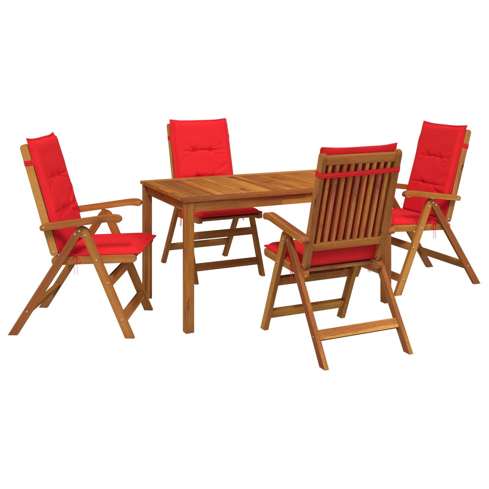 5-Piece Garden Dining Set Φυσικό Στερεό Ξύλο Ακακίας - Pakobazaar