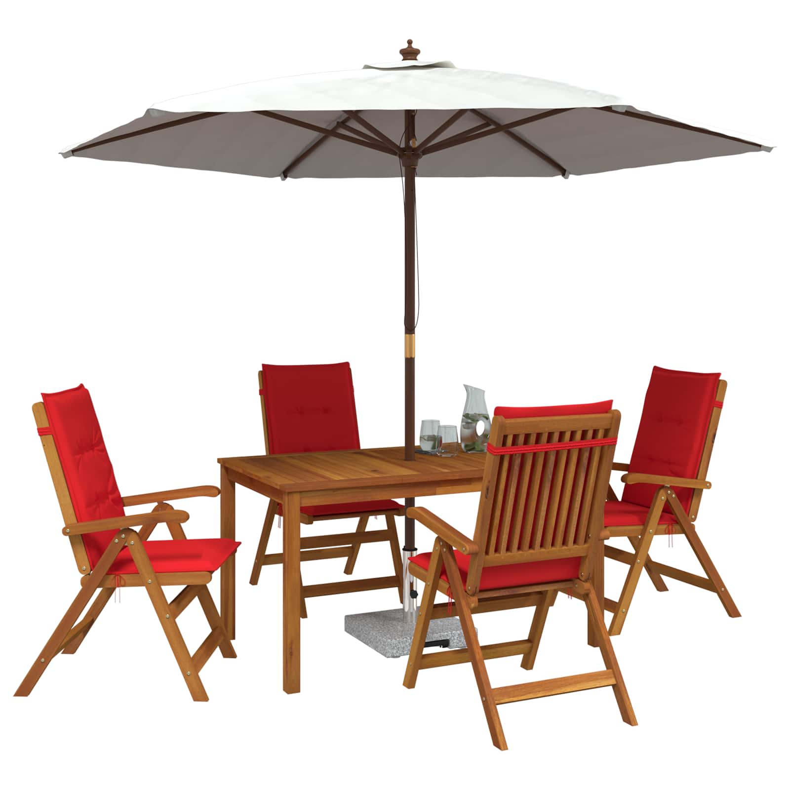 5-Piece Garden Dining Set Φυσικό Στερεό Ξύλο Ακακίας - Pakobazaar