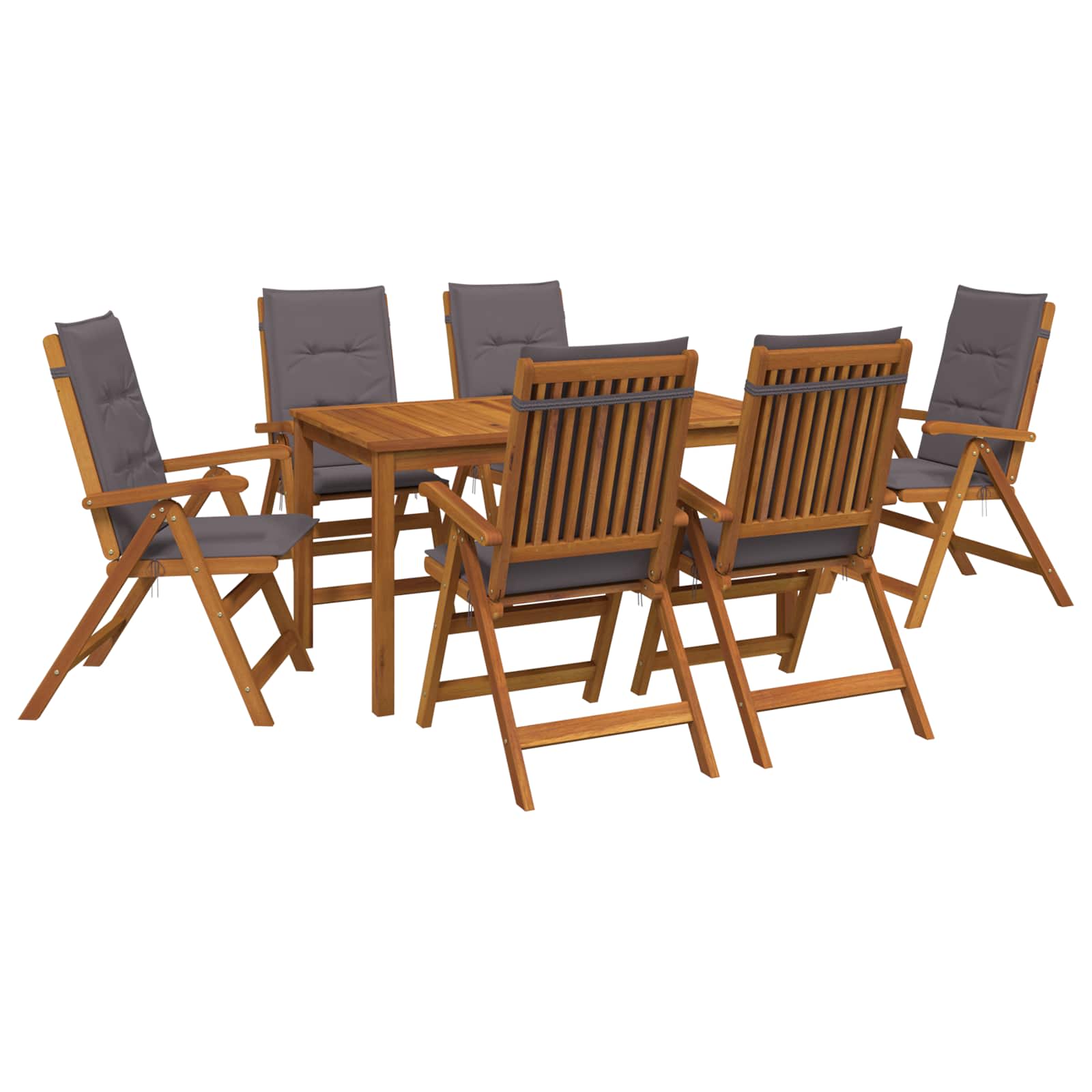 7-Piece Garden Dining Set Φυσικό Στερεό Ξύλο Ακακίας - Pakobazaar