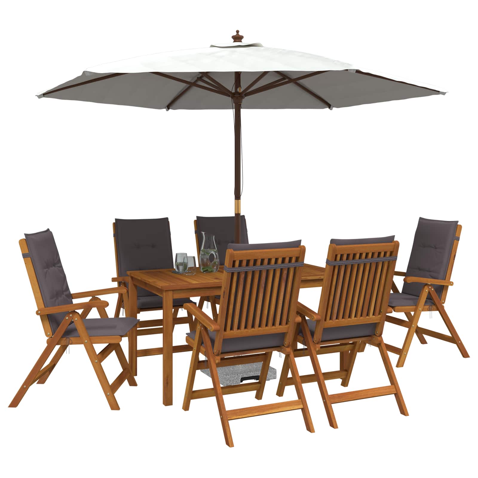 7-Piece Garden Dining Set Φυσικό Στερεό Ξύλο Ακακίας - Pakobazaar