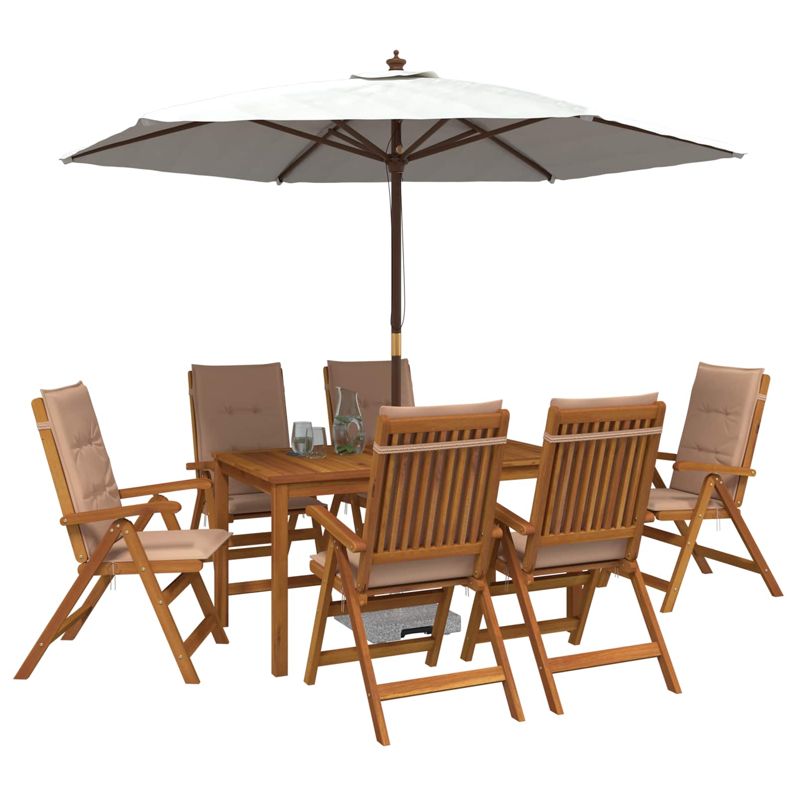 7-Piece Garden Dining Set Φυσικό Στερεό Ξύλο Ακακίας - Pakobazaar