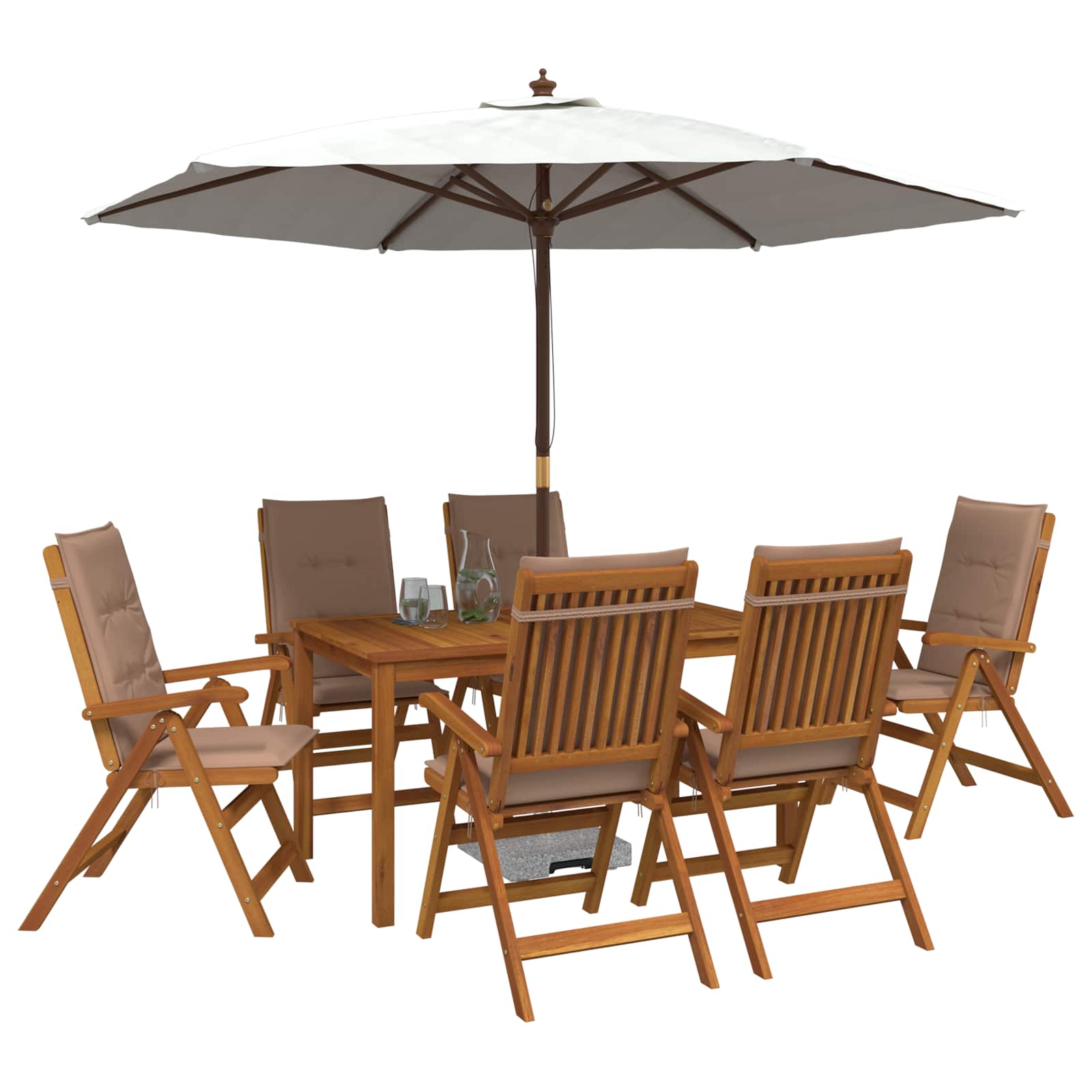 7-Piece Garden Dining Set Φυσικό Στερεό Ξύλο Ακακίας - Pakobazaar