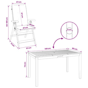 7-Piece Garden Dining Set Φυσικό Στερεό Ξύλο Ακακίας - Pakobazaar