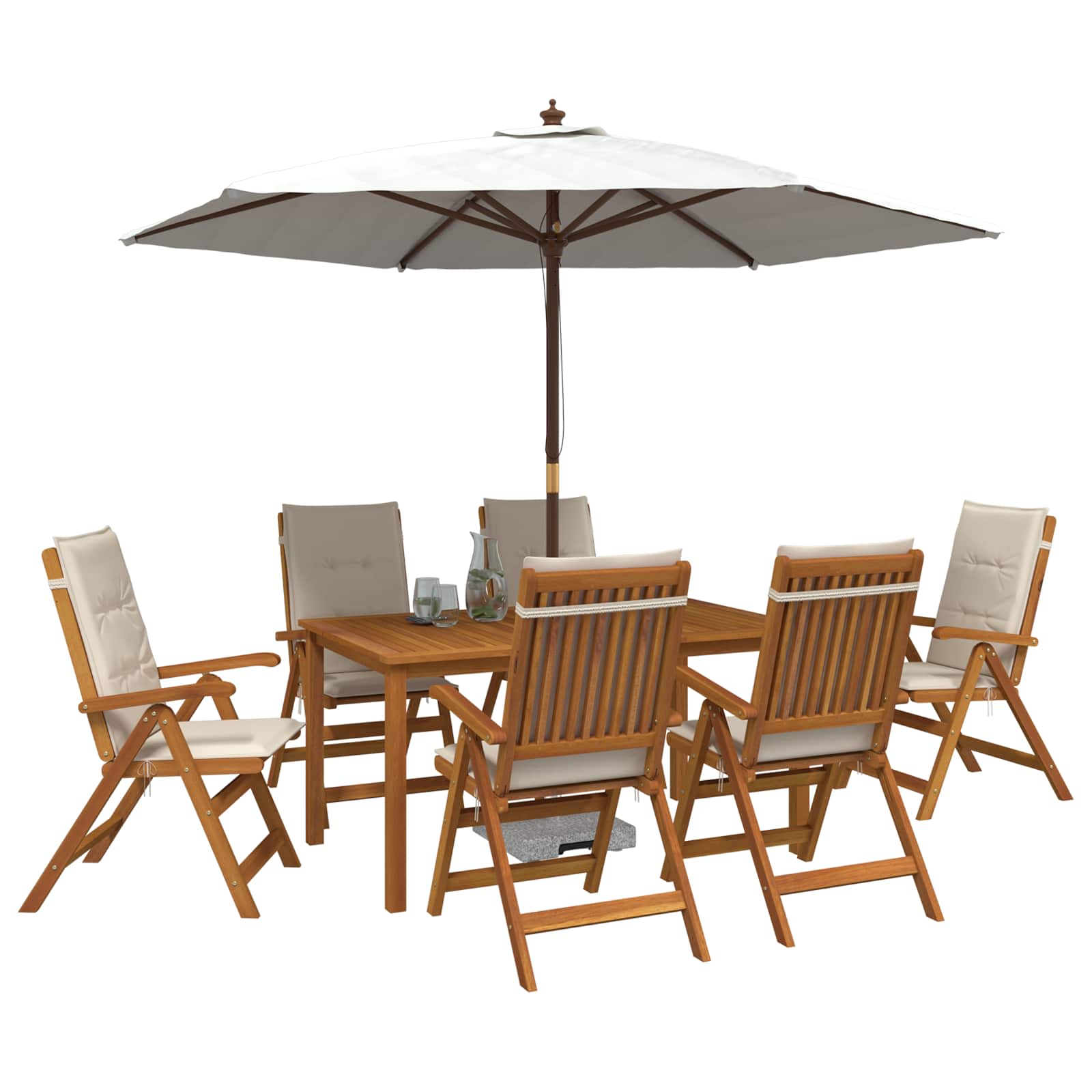 Σετ τραπεζαρίας κήπου 7 τεμαχίων Φυσικό Στερεό Ξύλο Ακακίας - Pakobazaar
