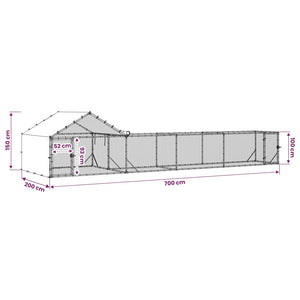 Coop Κοτόπουλου με Οροφή και Αυλή 2 τμχ. Ασημί 7 x 2 x 1,5 μ - Pakobazaar