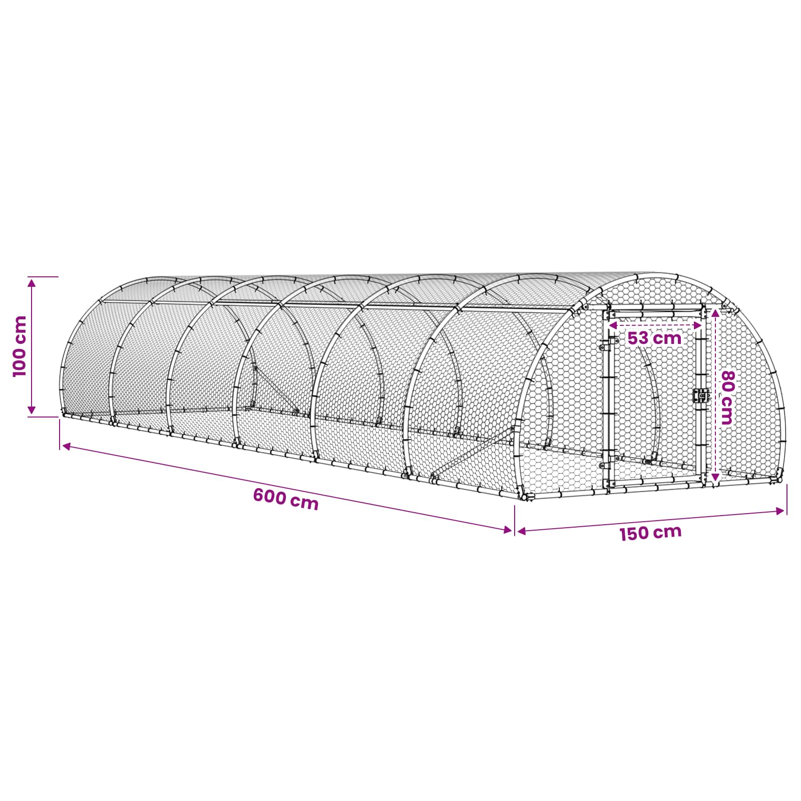 Κοτέτσι Ασημί 600 x 150 x 100 εκ. Γαλβανισμένος Χάλυβας