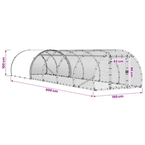Κοτέτσι Ασημί 600 x 150 x 100 εκ. Γαλβανισμένος Χάλυβας