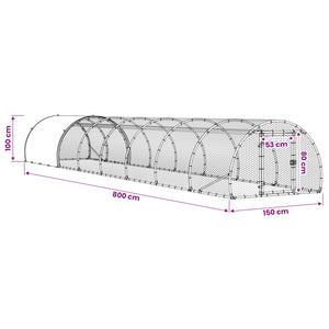 Κοτέτσι Ασημί 800 x 150 x 100 εκ. Γαλβανισμένος Χάλυβας