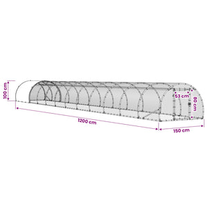 Κοτέτσι Ασημί 1200 x 150 x 100 εκ. Γαλβανισμένος Χάλυβας