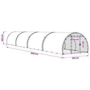 Κοτέτσι Ασημί 800 x 150 x 100 εκ. Γαλβανισμένος Χάλυβας